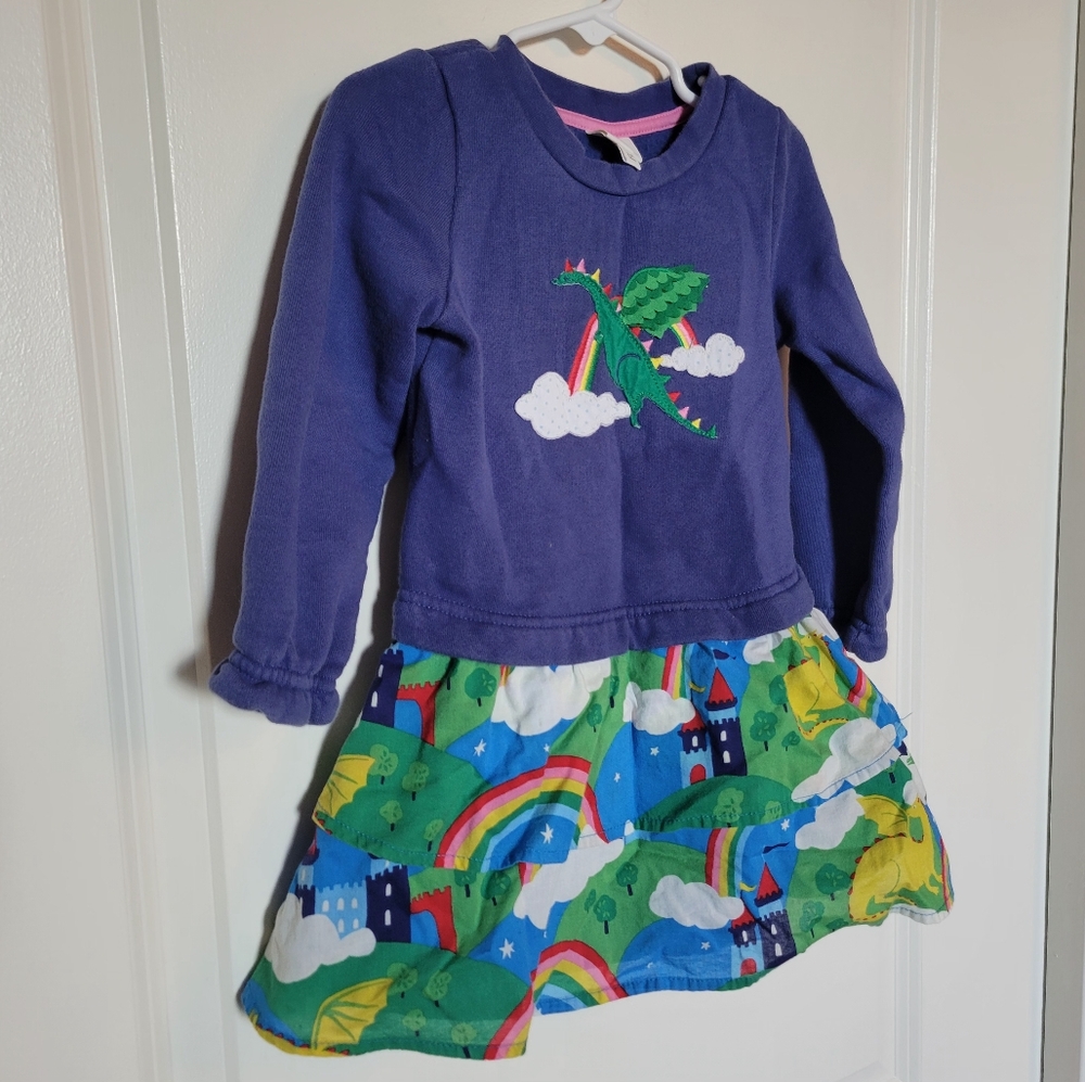 Mini Boden Dragon Applique Dress, size 2-3yr